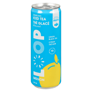 LOOP Mission Sparkling Thé glacé, 10 Calories & 1g Sucre, Stevia sucrée, Thé noir citron, Jus de fruits réels enrobés, 355 mL, 1 Comptez, pouvez