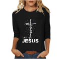 thumbnail image 2 of Daisyyozoid T-Shirt de Pâques Joyeuses pour Femme Col Rond Haut à Manches Longues Haut à Manches Longues Col Rond T-Shirt, 2 of 5