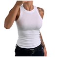 thumbnail image 1 of MIASHUI Camisole pour Femme Sans Manches Côtelée Chandail de Base Été Décontracté Sortie Vêtements, Blanc, G, 1 of 4
