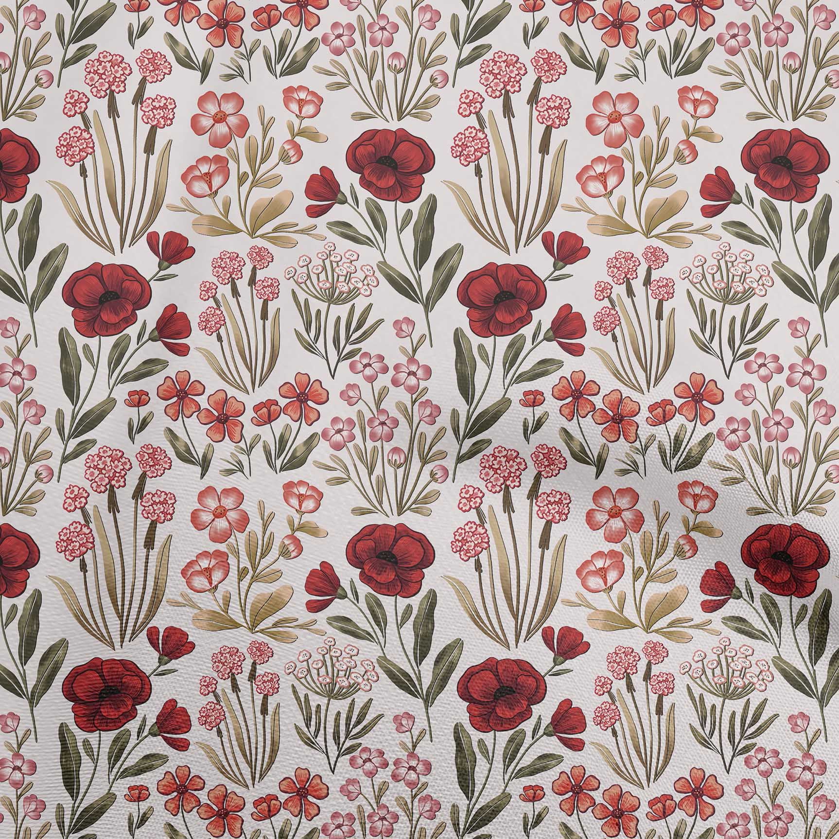 Tissu Rouge Velours Pomme Tissu à Coudre Rétro Floral par la Cour Imprimé Bricolage Vêtements Couture Fournitures 58 Pouces de Large