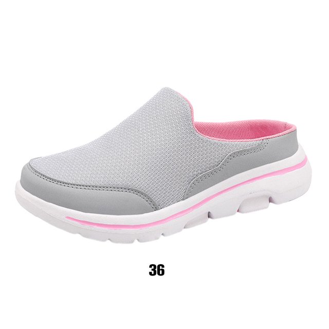 facefd 1 Paire de Sandales à Enfiler pour Femmes Style Décontracté Portable en Maille Respirante Design Simple Gris Rose Taille 36
