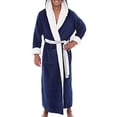 thumbnail image 1 of Innerwin Dressing Gown Solid Color Men Wrap Robe Home Hooded Thicken Plush Bath Robes Blue White S, 1 of 6
