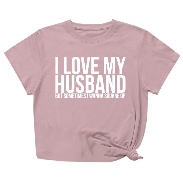 Penkiiy T-Shirt Femme J'aime Mon Mari Mignon Relation Mariée TG Rose