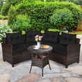 thumbnail image 3 of Patiojoy 4PCS Outdoor Patio Conversation Set Wicker Rattan Sectional Sofa W/Black Cushions, 3 of 8