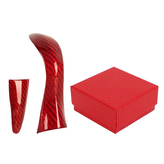 Shift Knob Cover Trim Red Carbon Fiber Glossy Smooth High Temperature Resistant Replacement For INFINITI Q50 2014‑2017