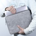 thumbnail image 4 of tredstone Laptop Sleeve Leather Waterproof Notebook Bag Zipper Shock-proof Computer Case, Gray, 15 Inches, Charger Bag, 4 of 8