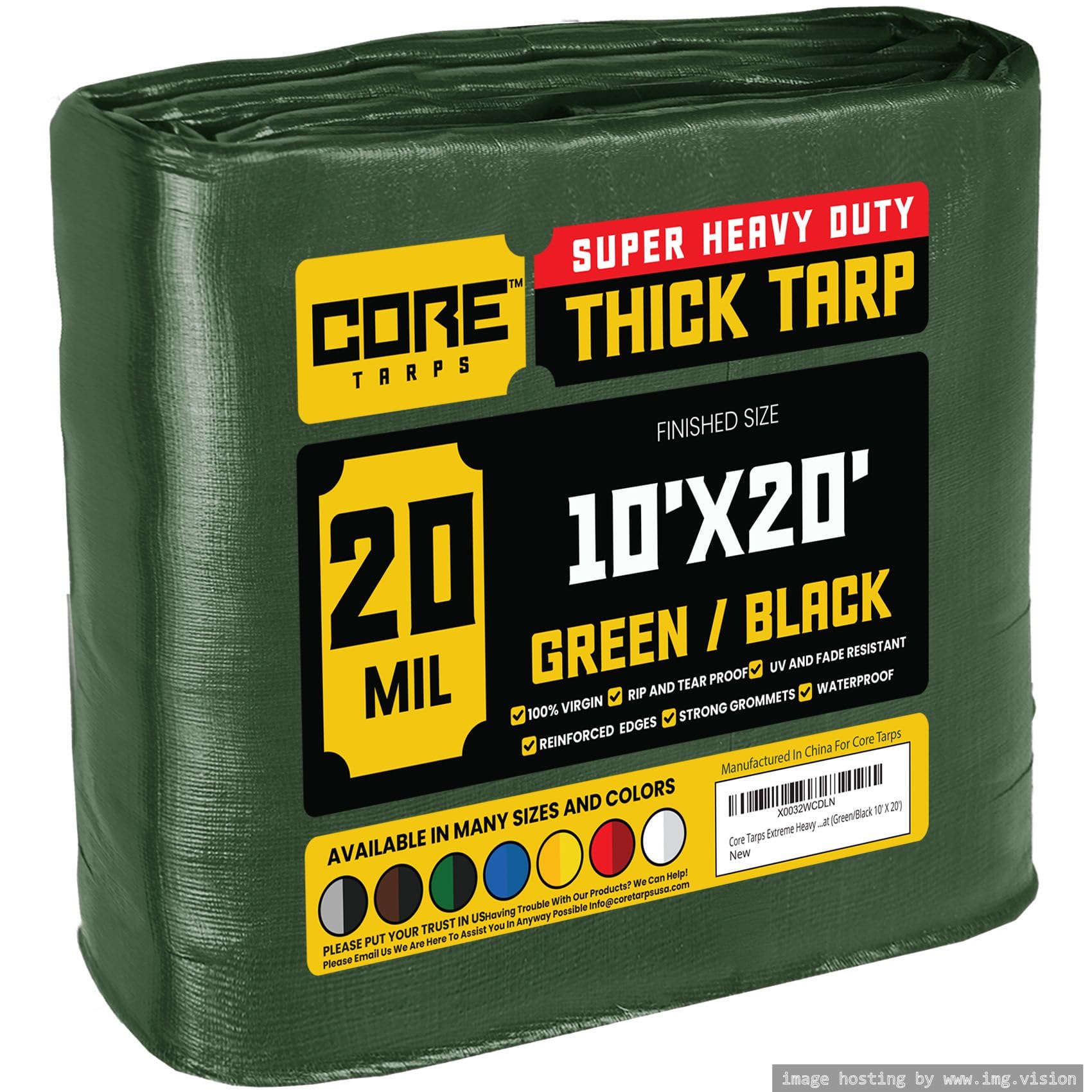 Core Tarps Extreme Heavy Duty 20 Mil Tarp Cover Waterproof UV