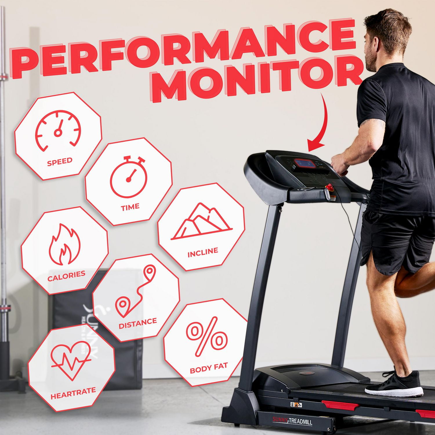Tapis de course intelligent et pliable Sunny Health & Fitness Premium avec inclinaison automatique et connectivité Bluetooth améliorée (application exclusive SunnyFit®)