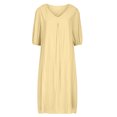thumbnail image 4 of CEHVOM Robe Mi-Longue Décontractée Plissée pour Femme en Coton et Lin Uni à Manches Mi-Longues, 4 of 6