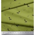 thumbnail image 2 of Soimoi Green Rayon Fabric Black Sketch Feather & Dots Print Sewing Fabric Yard 42 Inch Wide, 2 of 3