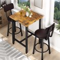 thumbnail image 3 of Furlinkhm 3 Piece Pub Dining Set, Modern bar Table and Stools for 2 Kitchen Counter Height Wood Top Bistro Easy Assemble for Breakfast Nook Living Room Small Space Restaurant, Rustic Brown, 3 of 9