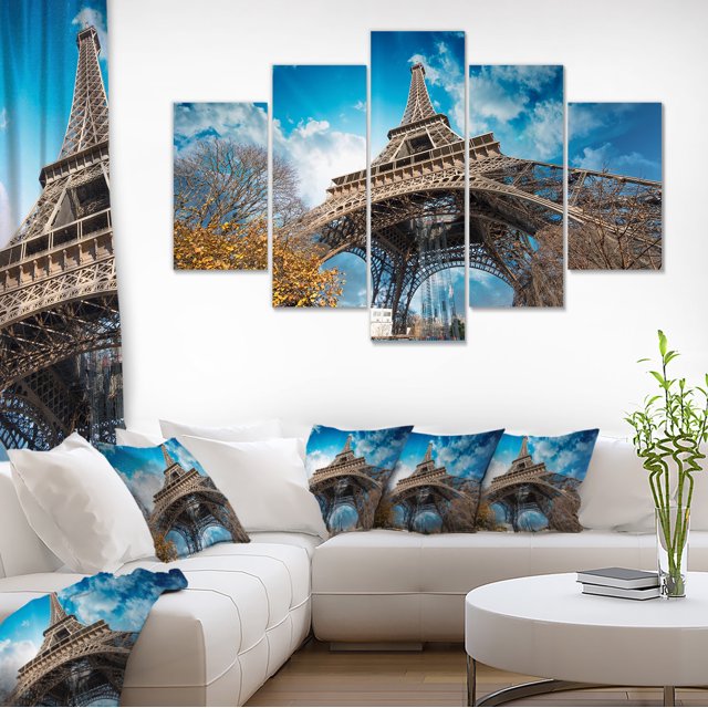 Paris Paris Eiffel Towerand Blue Paris Sky View - Cityscape Canvas Print