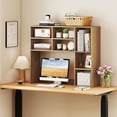 thumbnail image 2 of Costway Desktop Bookshelf Desk Storage Hutch with 7 Open Cubbies & 3 Adjustable Shelves Natural, 2 of 10