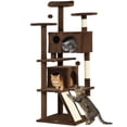 thumbnail image 1 of PawHut 54" Cat Tree Tower with Scratching Posts, Cat Condos, Light Brown, 1 of 10