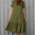 thumbnail image 1 of JUNWELL Robes d'Été Femmes Mode Sans Manches Ample Manches Courtes Col Rond Coton Lin Nouvelle Robe de Plage Boho Couleur Unie Femme, 1 of 7