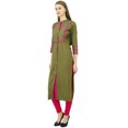 thumbnail image 2 of Phagun Kurta Tunique Droite en Rayonne pour Femmes, Kurti à devant Ouvert, Col Mandarin, Haut Indien, 2 of 8