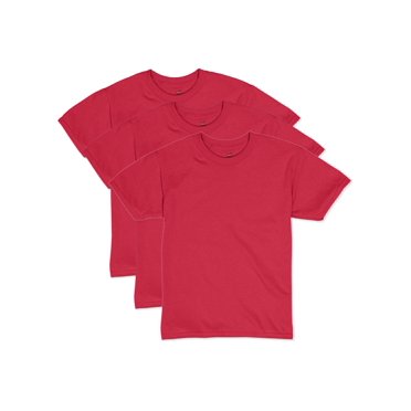Hanes Boys EcoSmart Short Sleeve Tee Value 3-Pack, S, Deep Red