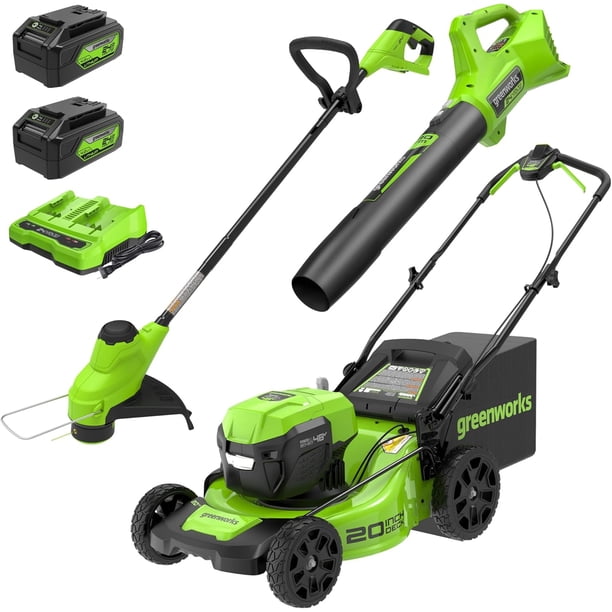 Velocity B43 グリーン　2本セット Greenworks 48V (2x24V) Lawn Mower & String Trimmer & Blower Combo