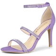 thumbnail image 1 of BLISSFUL STEP Women's Rhinestone Ankle Strap Heel Sandals, 1 of 5