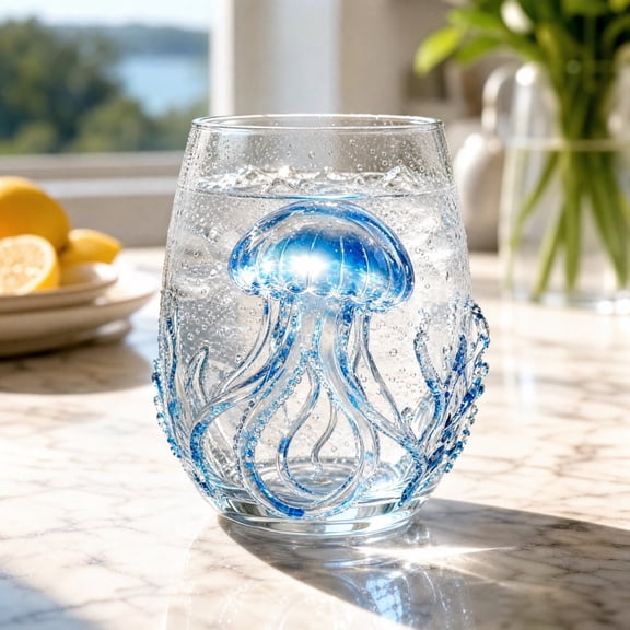 Verres à Boire en Verrerie, Collection de Verrerie Artisanale d'Animaux Marins, Verre à Vin d'Animaux Marins Tasse à Thème Marin pour Amoureux, Verres de Bar pour Déco de Maison Côtière Amoureux de l'Océan