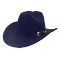 thumbnail image 1 of New Straight Cowboy Hat - British Style Fedora Flat Top Black Wool Top Hat, 1 of 2