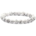 thumbnail image 1 of Bracelet Extensible Unisexe en Perles Rondes de 8 mm en Howlite Blanche Naturelle, 1 of 5