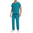 thumbnail image 2 of TIMIFIS Men and Women Scrub Set Stretch V-Neck Scrub Top and Drawstring Waist Joggers Pants Solid Color Comfort Fits Medicals Uniform with Pockets - Spring/Summer, 2 of 7