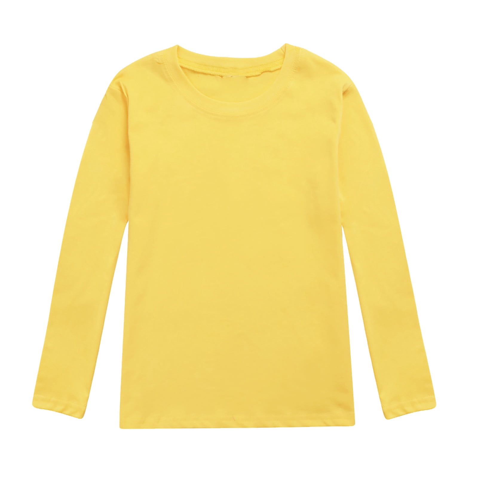 TIEVOSA Garçons Filles Automne Manches Longues T-Shirt Uni à Imprimés Hauts pour 4-5 Ans (Jaune)