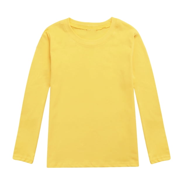 TIEVOSA Garçons Filles Automne Manches Longues T-Shirt Uni à Imprimés Hauts pour 6-7 Ans (Jaune)