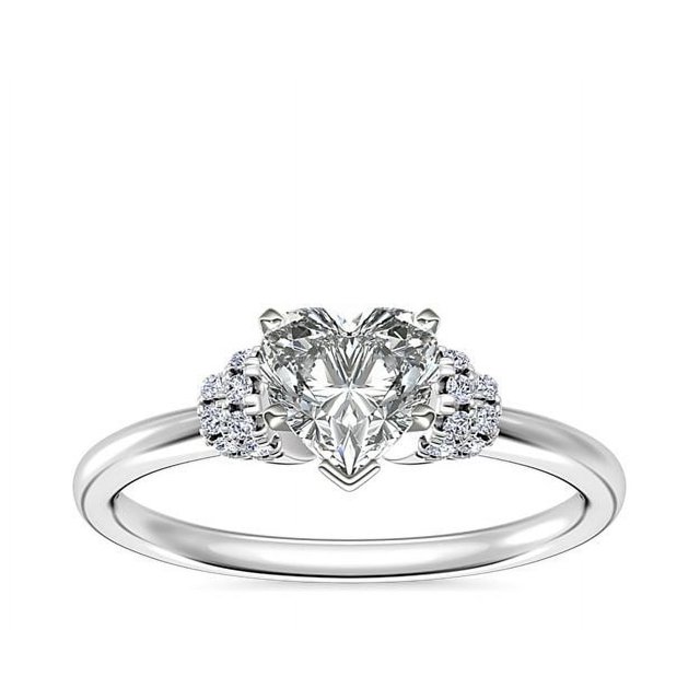0.65 Carat Excellent Heart Shape Genuine Diamond Latest Design Solitaire Engagement Ring for Ladies Solid 18K White Gold Size 7.5