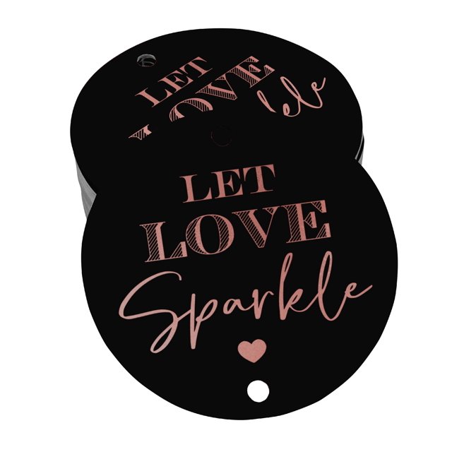 Inkdotpot Pack Of 100 Let Love Sparkle Wedding Favor Paper Tags Craft Real Rose Gold Foil Hang Tags