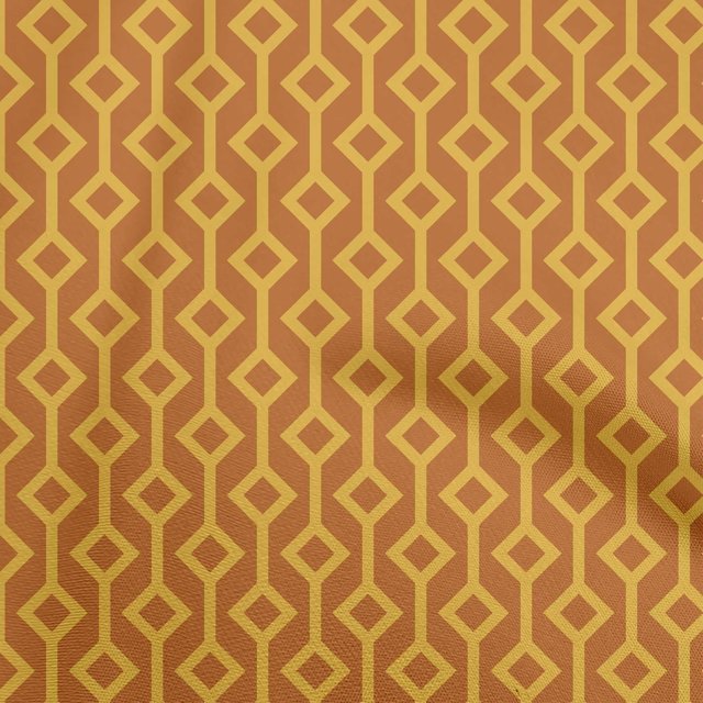 oneOone Cotton Silk Mustard Yellow Fabric Geometric Sewing Craft Projects Fabric Prints By Yard 42 Inch Wide