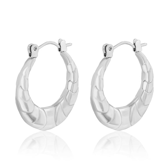JeenMata Classic White Gold Hoop Earrings for Women in White Gold Plating - Everyday Wear Earrings