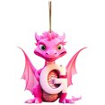 thumbnail image 2 of Fridja Personalized Dinosaur Christmas Ornament 26 Letters Hanging Pendant Ornaments 2024 Plastic Initial Monogram Xmas Tree Decorations with Hanging Rope Unique Customized Fun Gift for Kids, 2 of 3