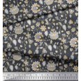 thumbnail image 3 of Soimoi Poly Georgette Fabric Leaves & Floral Block Print Fabric by Yard 42 Inch Wide, 3 of 3