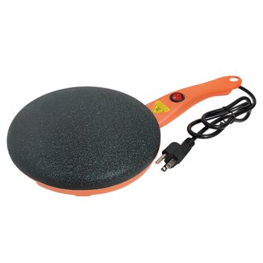 braveheart Crepe Maker Metal Non-Stick Pancake Pan Household Electric Griddle with Handle Hook US Plug, Orange
