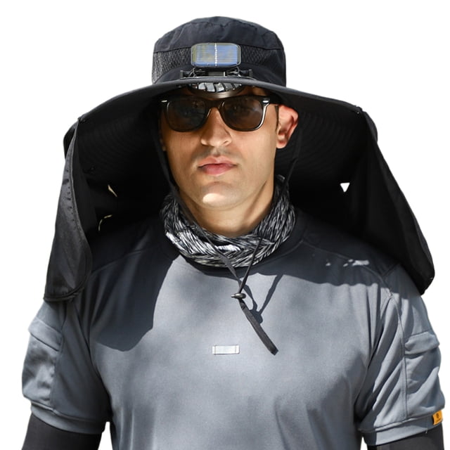 Decodeary Stay Protected And Cool Solar Power Fan Summer Hat Solar Usb Charging Hat Summer black