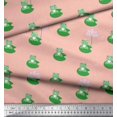 thumbnail image 2 of Soimoi Modal Satin Fabric Lotus & Frog Kids Fabric Prints by Yard 42 Inch Wide, 2 of 3