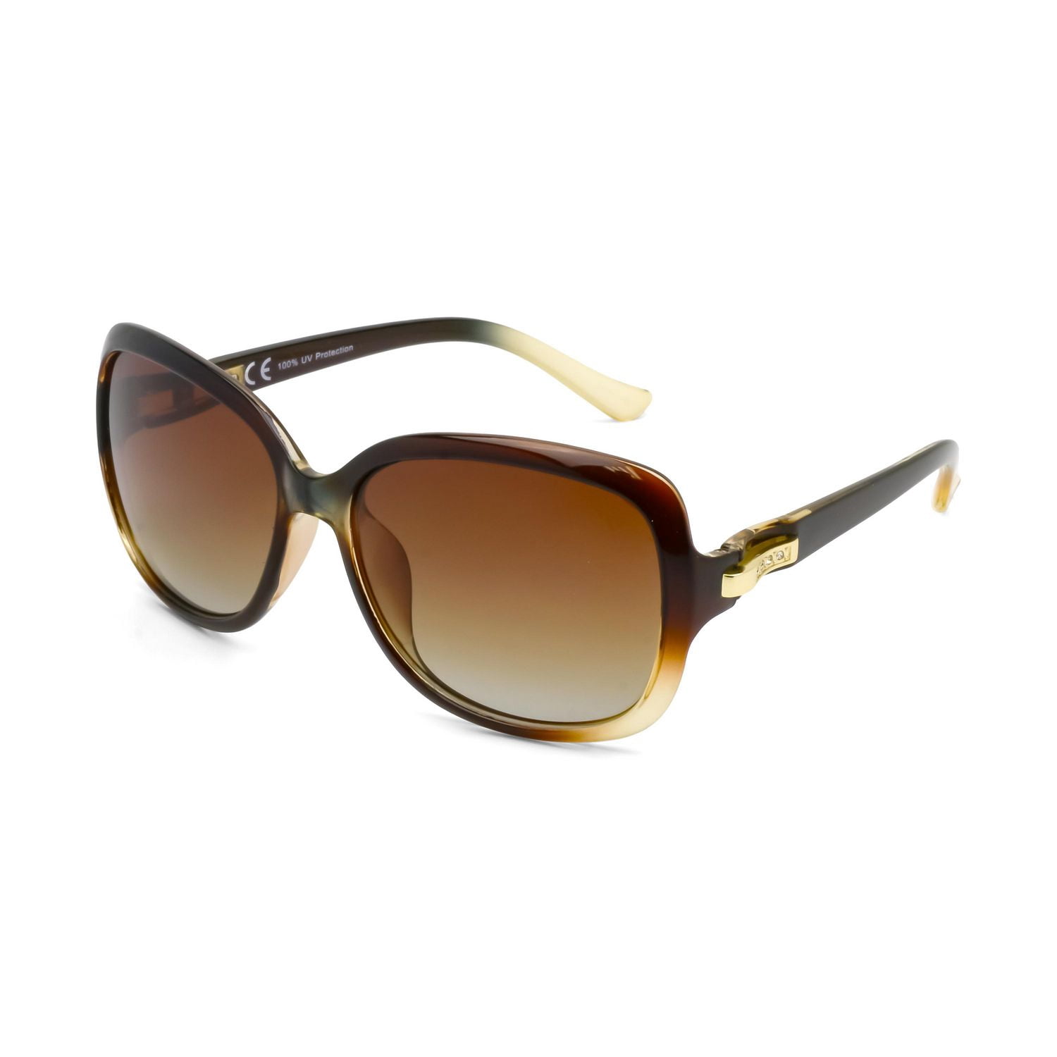 Time & Tru Women's Polarized Brown Wraparound Sunglasses