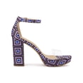 thumbnail image 3 of BLISSFUL STEP Women's Printed Clear Platform Block Heels Sandals Purple 7, 3 of 7