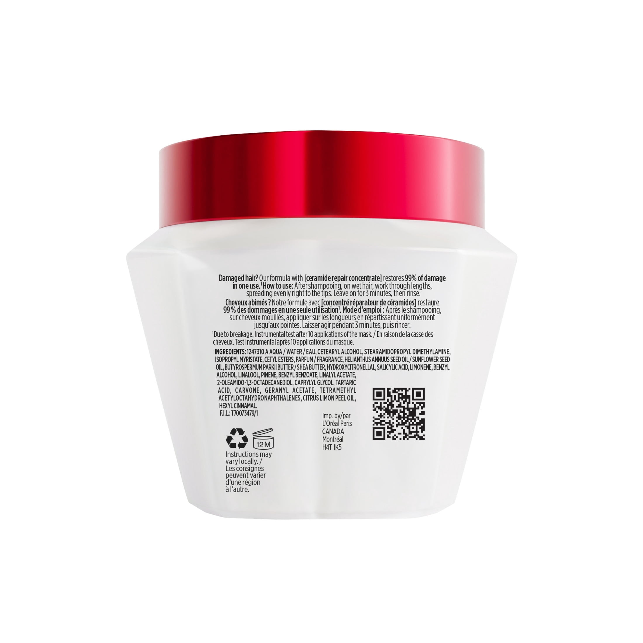 L'Oréal Paris Hair Expertise Total Repair 5 Hair Rescue Hair Mask, Ceramide Repair Concentrate, 300 ml