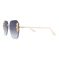 thumbnail image 4 of Rimless Foliage Flower Jewel Trim Rectangle Chic Sunglasses Gold Smoke, 4 of 4