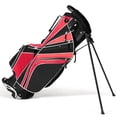thumbnail image 1 of Gymax Sac pour Support de Golf, Séparateur à 6 Voies, Sac de Transport de Golf avec Sangles et 7 Poches de Rangement, Rouge, 1 of 10