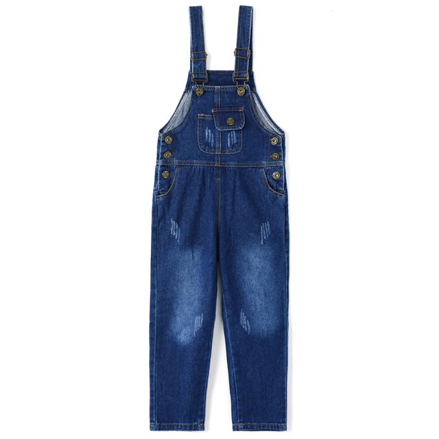 Kidscool Space Salopette en Denim à Boutons-Pression/crochet, Bleu, 7-8 Ans