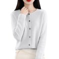thumbnail image 2 of Baberdicy Haut en Tricot Uni pour Femme, Cardigan à Col Rond Ouvert à l'Avant, Cardigan Uni à Col Rond, Chandail en Tricot Décontracté, Haut de Tous les Jours Blanc P, 2 of 5
