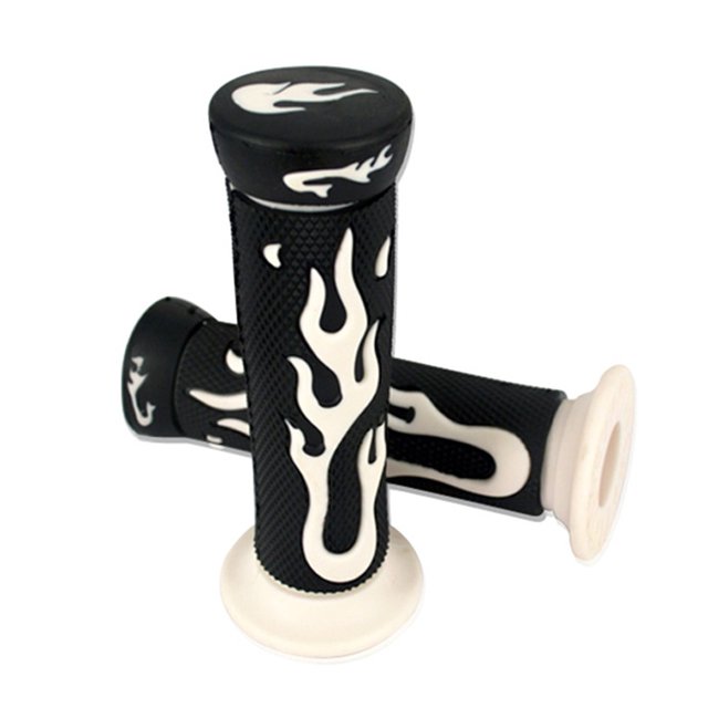 7/8\" 22mm Rubber Flame Handle Grips Flame Soft Motorcycle Handlebar Hand