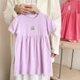 thumbnail image 2 of Robe pour Filles Enfants Tout-Petits Filles Été Mignonne à Imprimé Floral Col Rond Manches Courtes Robe Décontractée Robes pour Tout-Petits Violet 1 An-2 Ans, 2 of 3