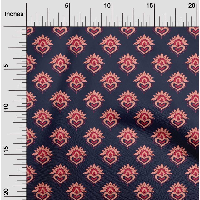 oneOone Cotton Poplin Fabric Floral Block Print Sewing Fabric BTY 56 Inch Wide