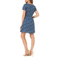 thumbnail image 3 of INSPIRE CHIC Robe de Bal Ligne A à Encolure Carrée Imprimée à Manches Courtes pour Femme P Bleu Floral, 3 of 8