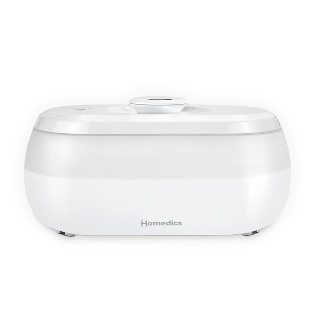Homedics® Humidificateur Ultrasonique CMTF14 de Table compact avec Fini Blanc. Doté d'Un Réservoir d'Eau de 0,5 Gallon à Remplissage par le Haut avec Conception Résistante aux Fuites, 3 Réglages de Brume Ultra Silencieux et Buse Réglable à 360 Degrés. Comprend une Veilleuse à 7 Couleurs, un Plateau pour Huiles Essentielles avec 3 Tampons de Rechange pour l'Aromathérapie et une Technologie de Réservoir Propre pour Prévenir la Moisissure et le Mildiou. Offre jusqu'à 25 Heures d'Autonomie et Convient aux Pièces de Taille Moyenne jusqu'à 350 Pi2